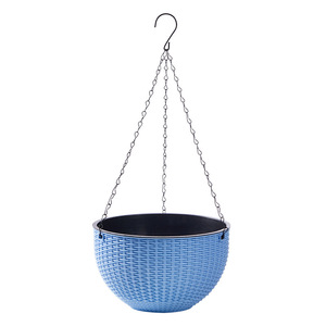 GT34 Pot suspendu en <span class=keywords><strong>résine</strong></span> épaissie résistant aux UV, style rotin tressé, pot mural pour plantes araignées et succulentes - Product Image 1