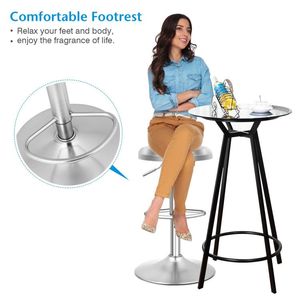 Modern Swivel Bar <b>Stool</b> with <b>Adjustable</b> <b>Height</b> and Footrest for Any Home or Commercial Bar - Product Image 2