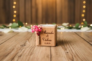 Wood <b>Tea</b> <b>Light</b> Holder Set Round Handmade Candle Holder for Home Decoration - Product Image 4