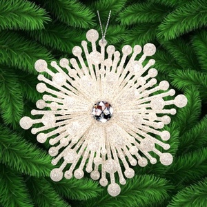 Adorno de Copo de Nieve Acrílico con Purpurina Dorada Champán, Decoración Navideña de Año Nuevo, Oferta - Product Image 5