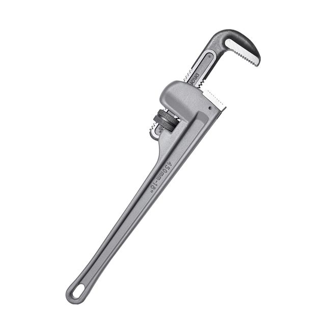 18\" Aluminum Straight Pipe Wrench High-Strength CRV Jaw Easy-to-Use Ergonomic Handle Adjustable for Plumbing-OEM Customizable