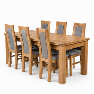 Ensemble de salle à manger en teck rectangulaire unique ARTERRA Premium, table de salle à manger moderne pour la cuisine, chaises à dossier haut - Product Image 1