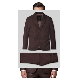 Costume deux pièces marron pour homme, blazer à revers crantés et pantalon, simple boutonnage - Product Image 3