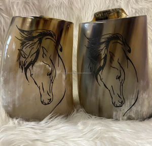 Taza de cerveza de cuerno Natural de estilo Medieval grabado personalizado Ale Mead pulido para decoración del hogar y regalos - Product Image 3