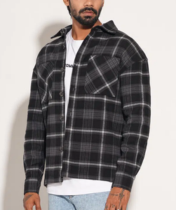 Camisa de Franela a Cuadros para Hombre, con Logotipo Personalizado OEM, Manga Larga, Cuello con Botones, Estilo Casual para Uso Diario en Otoño - Product Image 1