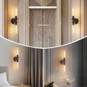 Modern Matte <b>Black</b> Wall Sconces Set 2-piece Hardwired <b>Bathroom</b> Vanity <b>Lighting</b> Clear Glass for <b>Bathroom</b> Hallway Living Room - Product Image 2