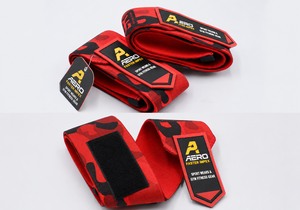 Sangles élastiques AERO camouflage rouge très populaires, antidérapantes et très extensibles pour la musculation, l'haltérophilie, les soulevés de terre - Soutien fitness - Product Image 4