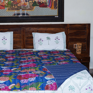 Colcha Kantha india hecha a mano con estampado floral, manta reversible de algodón, colcha vintage de patchwork para el hogar y hoteles - Product Image 6