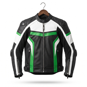 Blousons en cuir faits main pour moto, robustes, pour hommes, avec col montant et fermeture éclair, unisexe - Product Image 1