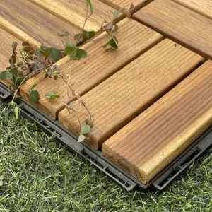 金合欢地砖柚木复合防水联锁地板木质甲板瓷砖塑料底座户外DIY地砖