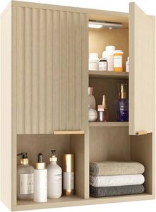 Armoire de rangement minimaliste en teck massif pour l'espace au-dessus des toilettes - Product Image 2