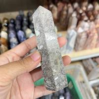 Obelisco de Ágata Gris Natural Pulida, Torre de Cristal para Regalo y Decoración
