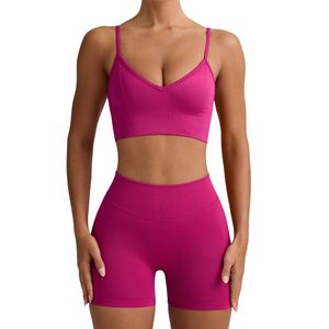 Wholesale Women Plus Size Solid Front Mid Waist Seamless Yoga Set Sports <b>Bra</b> Shorts Fitness Workout Activewear Stretch - Product Image 4