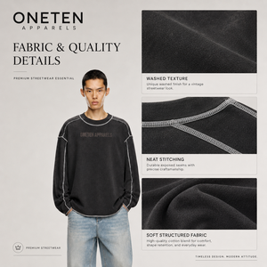 Sudadera Personalizada con Logotipo, Corte Regular, Lavada, Transpirable, Cuello Redondo, Manga Larga, Color Negro Sólido, Fibra de Bambú, Servicio OEM Francés - Product Image 3