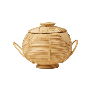 Juego de cestas de mimbre artesanales con tapa y base de pedestal, cuencos decorativos tejidos para pan, organizador de almacenamiento, juego de 2 tamaños, completo - Product Image 1