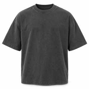 เสื้อยืดสตรีทแวร์ทรงดรอปโชว์เดอร์ 280gsm สีดำ ผ้าคอตตอนหนาน้ำหนักมาก ย้อมสีแบบ Garment Dyed ทรงโอเวอร์ไซส์ - Product Image 1