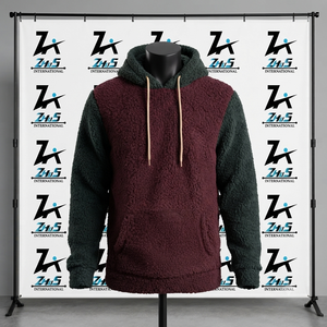 2026 Newest Sherpa Fleece Jacket Color Block Zip-Up Casual Winter <b>Coat</b> <b>Maroon</b> Green Solid Pattern Sherpa Hoodies Sweatshirts - Product Image 3