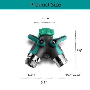 Conector de manguera de doble vía de 3/4 "Conector de manguera de agua totalmente metálico con válvula de cierre - Product Image 2
