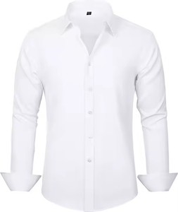 Chemise habillée unie à manches longues pour homme, col rabattu, chemise de travail formelle, manches longues, tissu popeline, pour le printemps - Product Image 4