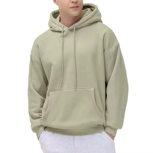 Sweat à capuche personnalisé pour homme en molleton épais vert sauge, coupe oversize, streetwear, coton, OEM - Product Image 4