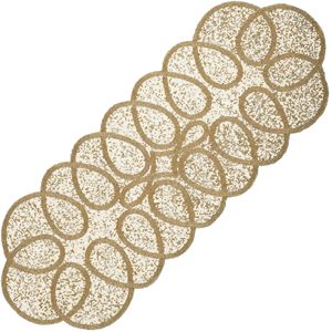 Classic Woven Table Runner Beaded Pattern Gold Cream Linen Home Decor Washable Hand Wash - Product Image 5