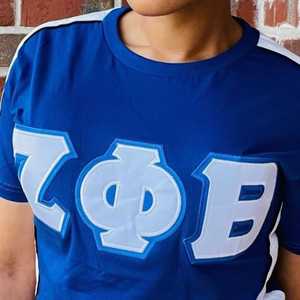Camiseta Premium Zeta Phi Beta con Bordado Azul de Letras Griegas para Mujer, Tela Suave, Estilo Casual y Elegante para Uso Diario - Product Image 6
