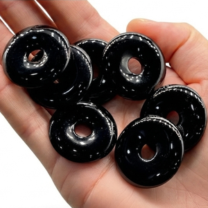 Donuts de Cristal Natural, Donuts de Obsidiana Negra, Piedras Preciosas, Gemas de Cristal, Gemas de Reiki, Donuts Curativos, Ágata, Mayorista - Product Image 5