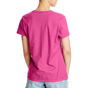 เสื้อยืดคอกลมสีชมพูสำหรับผู้หญิง แขนสามส่วน ทรงปกติ ลายทาง ผ้าทอผสมสแปนเด็กซ์/คอตตอน ระบายอากาศได้ดี สวมใส่สบายทุกฤดู - Product Image 2