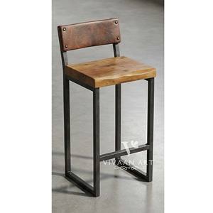 Tabouret de bar traditionnel en bois massif de luxe avec siège en tissu et design élégant pour îlot de cuisine, chambre à coucher, salle à manger - Product Image 2