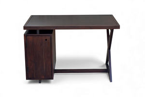 Juego de Escritorio y Silla de Oficina Estilo Pierre Jeanneret, Escritorio Administrativo de Madera Maciza con Estructura en X y Gabinete de 3 Cajones para Estudio, Venta al Por Mayor - Product Image 3