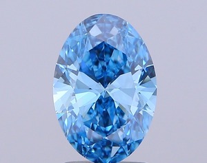 Diamant ovale bleu vif fantaisie, cultivé en laboratoire, certifié IGI, qualité VVS2, polissage excellent, pierre synthétique CVD pour bijoux sur mesure - Product Image 1
