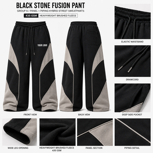 Pantalones Deportivos Holgados para Hombre, con Bloques de Color, Cordón Elástico, Diseño Casual con Paneles, Pierna Ancha, Negros, Transpirables, para Invierno - Product Image 6