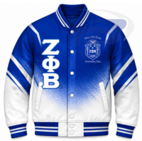 Veste universitaire en satin ombré pour femmes de la sororité Zeta Phi Beta, avec lettres grecques brodées, manches longues, col rabattu, veste en satin côtelé