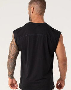 High Performance <b>Men's</b> <b>Black</b> Sleeveless <b>Tank</b> <b>Top</b> O-Neck Solid Color Knitted Breathable Quick Dry Polyester Casual Wear Low MOQ M - Product Image 3
