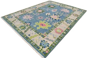 พรมพื้นที่สูง9x12ขนแกะ mohwak แบบถักมือ & ผ้าฝ้ายสไตล์ย้อนยุคสำหรับชุดห้องนั่งเล่น - Product Image 5