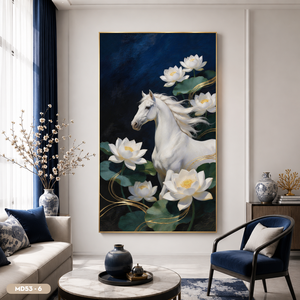 Peinture sur soie élégante de chevaux au galop, décoration intérieure, design personnalisé, origine Vietnam, marque HALO - Product Image 6