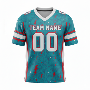 Maillot d'entraînement de football américain personnalisé pour adultes, manches courtes, respirant, option grande taille, 100 % polyester, col en V - Product Image 3