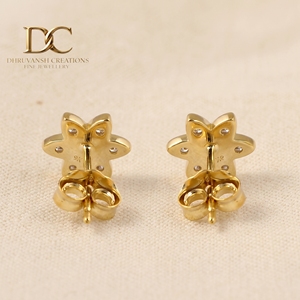 Unique Designer 14KT Solid Yellow Gold Lab Grown Diamond and Colombian Emerald <b>Stud</b> <b>Earring</b> IGI Certified Women Custom Jewelry - Product Image 6