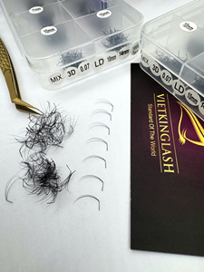 Extensions de cils préfabriquées en PBT coréen, volume 3D fait main, courbure LD 0.07, tailles mixtes, cils souples pour volume, vente en gros - Product Image 5
