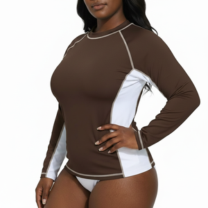 Women Long Sleeves Rash Guards and Swim Shorts Swim Pants Swimsuits Swimwear Beachwear for Ladies - Product Image 2