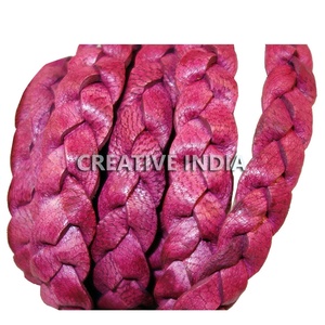 Dusty Plum 10mm Flat <b>Braided</b> Leather <b>Cord</b> 3 Ply Decorative Jewelry Findings & Components - Product Image 2