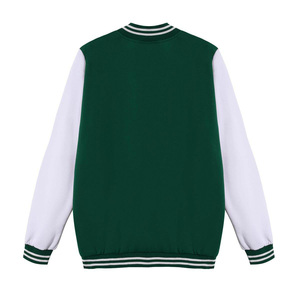 Chaqueta Varsity Transpirable Verde y Blanca para Hombre, Tela de PU, Bloques de Color, Corte Regular, Cuello Camisero, Cierre de Cremallera, Estilo Casual Otoñal - Product Image 2
