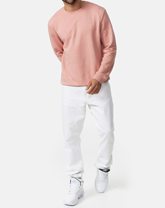 Men's Crew Neck Solid <b>Pink</b> Knitted Pullover Regular Fit Casual <b>Sweatshirt</b> 100% Cotton Quick Dry Winter Custom Design OEM Service - Product Image 4