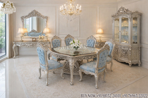 Juego de Muebles de Comedor Tallados en Estilo Barroco con Hojas de Oro, Compre al por Mayor, Estilo Palacio Real, Mesa y Sillas de Comedor de Madera para 8 Personas, Reino Unido - Product Image 6