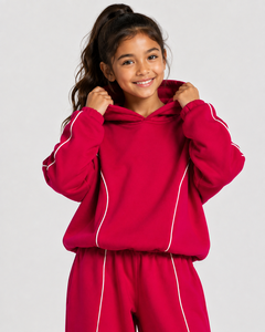 Conjunto de Sudadera con Capucha y Pantalones Deportivos de Felpa para Niñas, Personalizado con Diseño de Frambuesa, Talla Grande - Product Image 6
