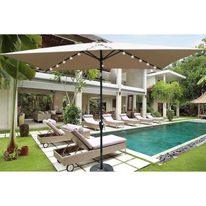 10 X 6.5t Rectangular LED <b>Lighted</b> Outdoor Umbrellas for Garden Pool Spa Solar Powered Crank <b>Push</b> Button Tilt for Patio Swimmi - Product Image 2