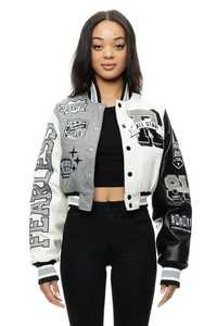 OEM/ODM 100% Cotton wool body Varsity Jackets for women with leather sleeves Custom Chenille embriordery logo Colege jacket - Product Image 5