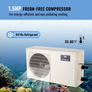 Refrigeratore d'Acqua Idroponico da 1.5 HP per Acquari da 500 Galloni (1892 L) con Compressore Silenzioso per Acqua di Mare e Dolce, Stile Moderno - Product Image 3