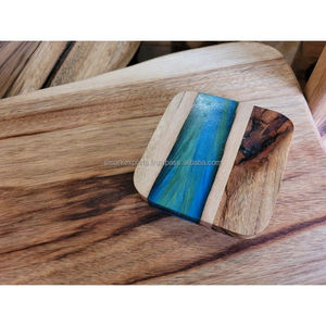Stylish Rustic Resin and <b>Wooden</b> Coaster <b>Set</b> Round and Square Drink Mat Cup Holder <b>Tea</b> Coaster Dining Room Coffee Tabletop Decor - Product Image 6