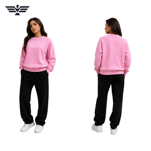 Sudadera Rosa de Cuello Redondo para Mujer, 100% Algodón Tejido, Corte Regular, Color Sólido, Transpirable, Ecológica, con Logotipo Frontal, para Invierno - Product Image 1